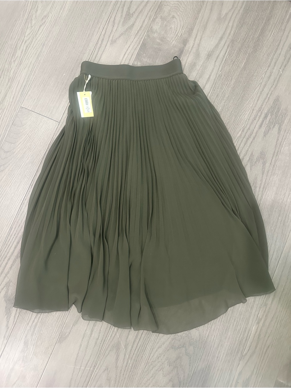 Wilfred Olive Green Pleated Circle Skirt